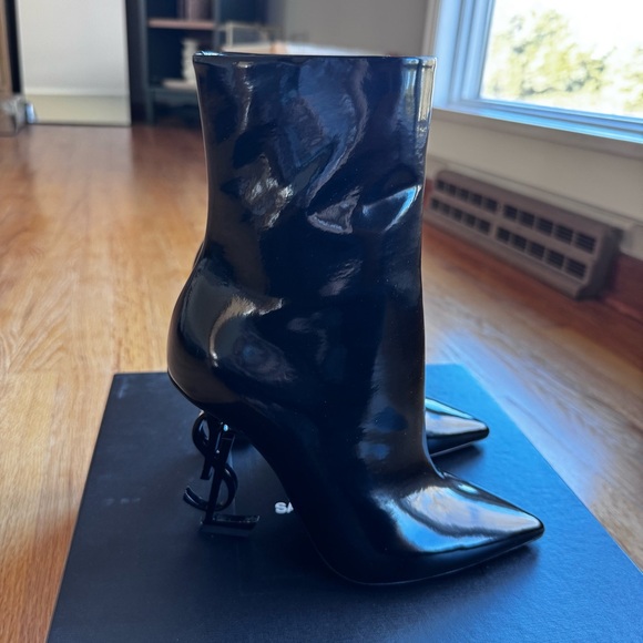 Yves Saint Laurent YSL Opyum 110 Logo Heel Ankle Booties Black EU 36 NWT - Picture 2 of 16